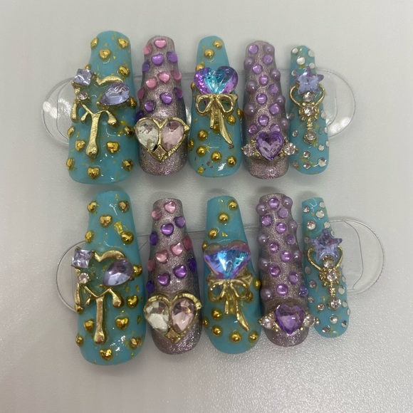 Color Changing and Metallic Handmade Press On Nail Set Purple - Picture 6 of 16